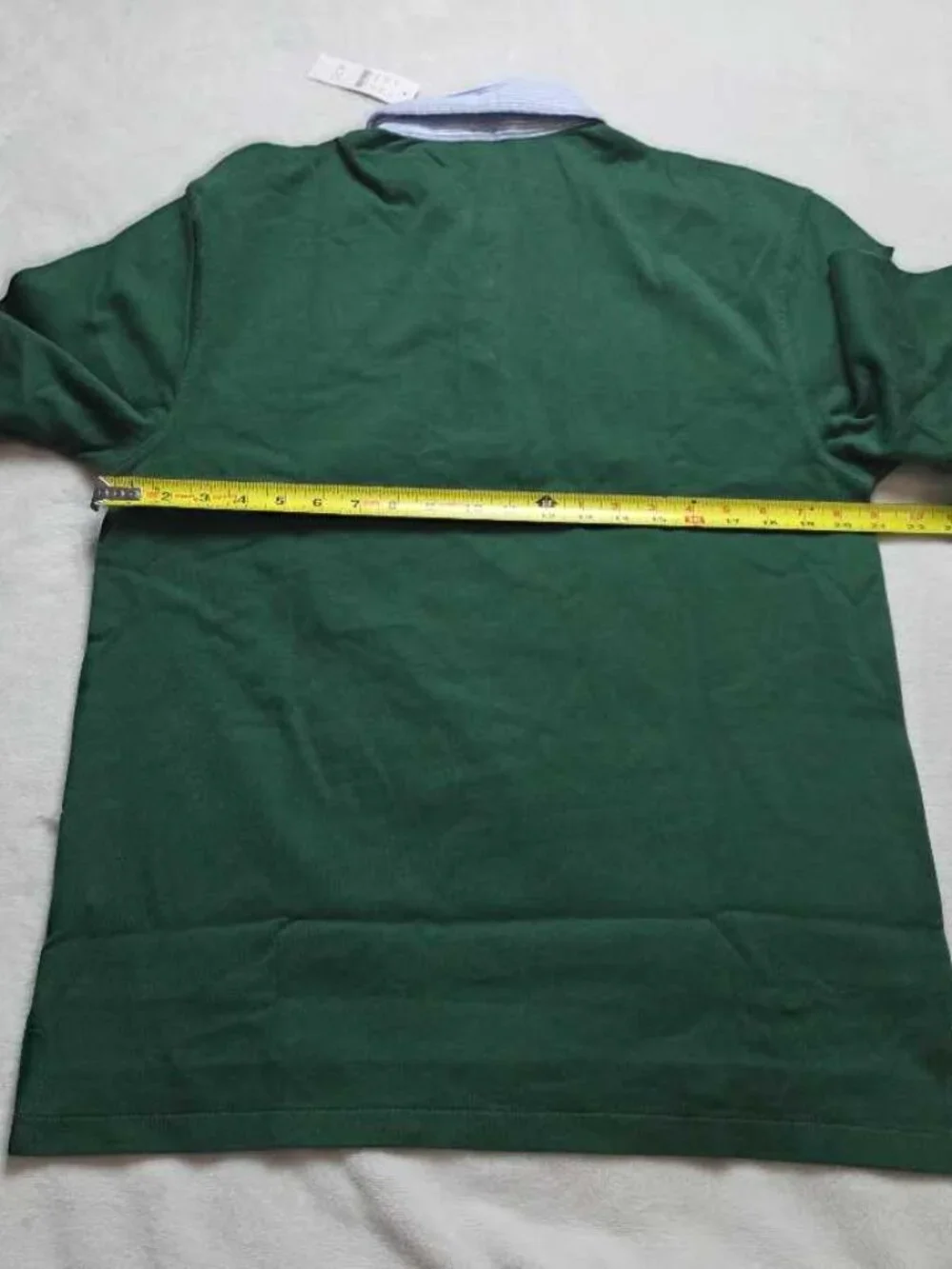 New S J.Crew rugby shirt with striped oxford collar Green longsleve polo